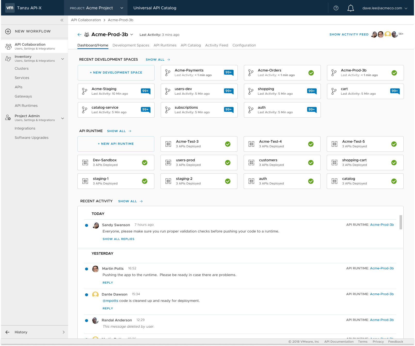 SAIX product hierarchy: Projects, Collaboration Spaces, Dev Spaces